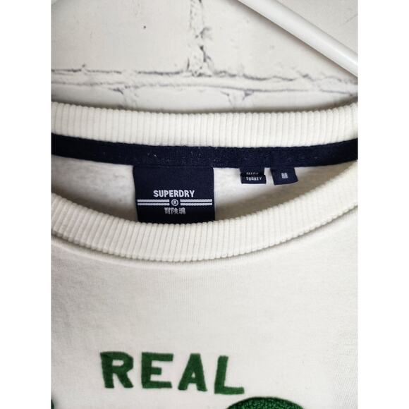 Superdry Vintage Sweatshirt Sz S Mens White Green Long Sleeve Pullover Crew Neck - Picture 3 of 7